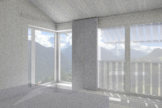 Vue vers Mont Blanc depuis chambre principale-construction-maison-Saint-Gervais-les-Bains