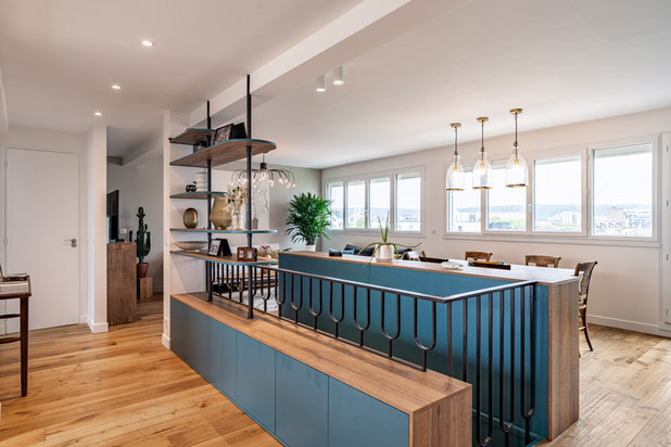 Garde corps et Mobilier sur mesure de l'entrée-renovation-appartement-Boulogne-Billancourt