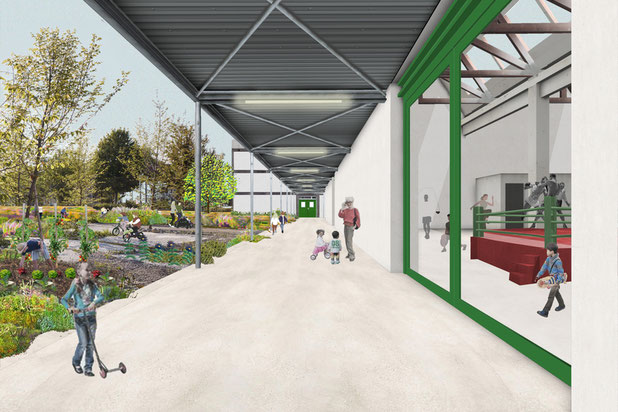 Vue depuis le jardin de liaison-rehabilitation-equipement-Charmes