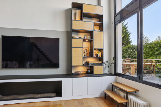 Meuble tv/bibliothèque-renovation-atelier_loft-Cachan