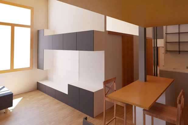Pièce de vie-renovation-appartement-Lyon