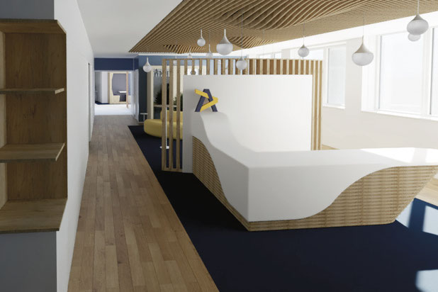 Images de synthèse de l'acceuil-amenagement-bureaux-Paris