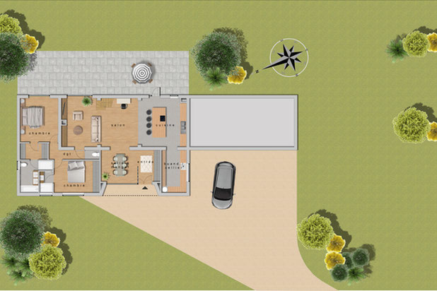 Plan RDC état projeté-agrandissement_extension-maison-Bonneville-la-Louvet