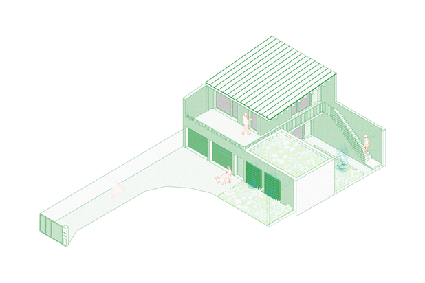 Axonométrie du projet-renovation-bureaux-Argenteuil