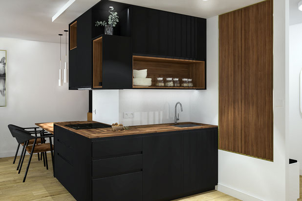 La cuisine-amenagement-appartement-Le Pré-Saint-Gervais