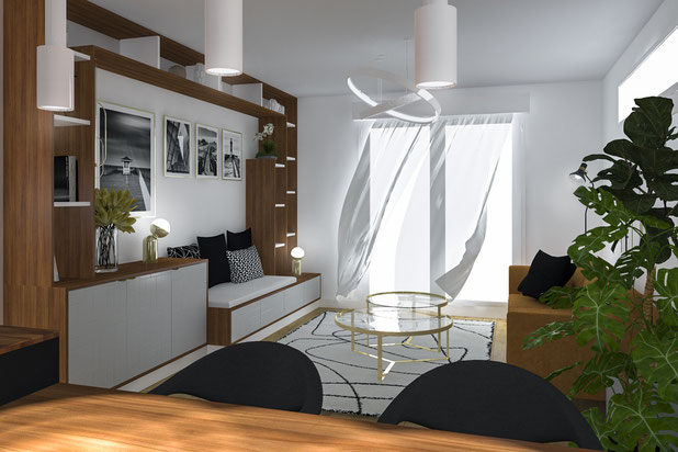 Le séjour-amenagement-appartement-Le Pré-Saint-Gervais