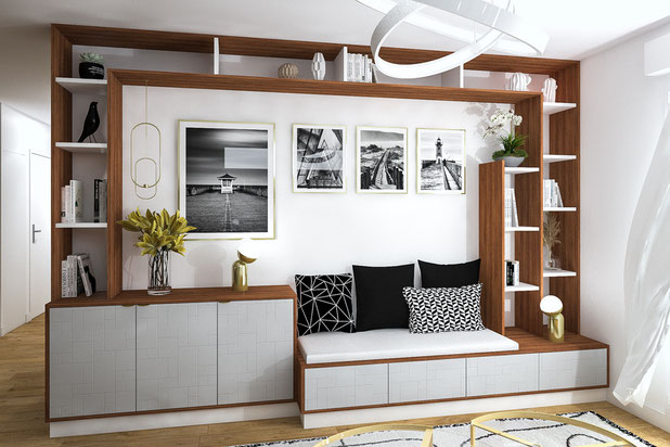 Le séjour-amenagement-appartement-Le Pré-Saint-Gervais