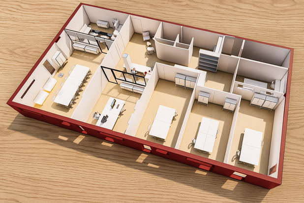 Axonométrie aménagement bureau-amenagement-bureaux-Nîmes