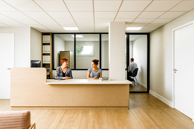Borne d'accueil entrée bureau-amenagement-bureaux-Nîmes