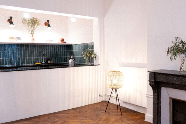 Cuisine ouverte sur séjour-renovation-appartement-Paris