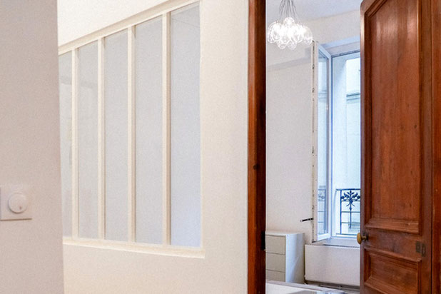 Verrière sur chambre-renovation-appartement-Paris