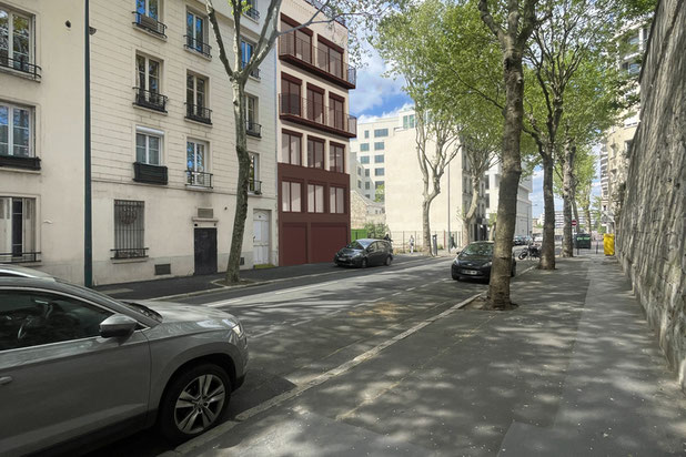 Perspective depuis la rue-construction-maison-Paris