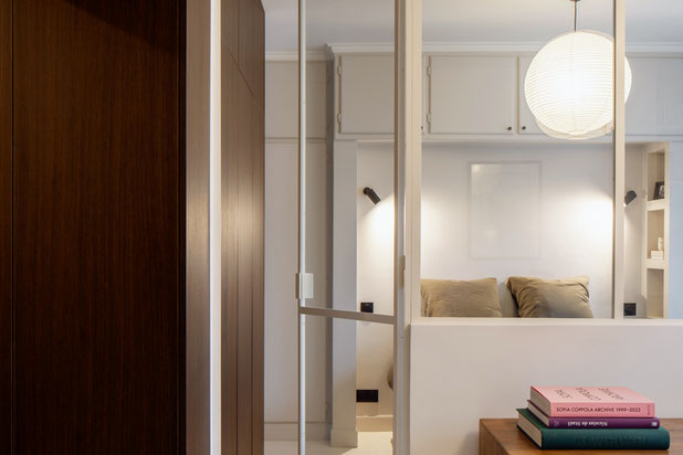 Transparence entre le séjour et la chambre-renovation-appartement-Paris