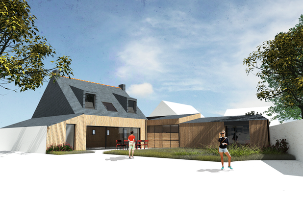 Vue du jardin-agrandissement_extension-maison-Saint-Pierre-Quiberon