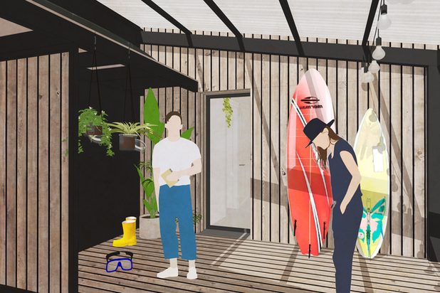 Vue du préau-agrandissement_extension-maison-Saint-Pierre-Quiberon