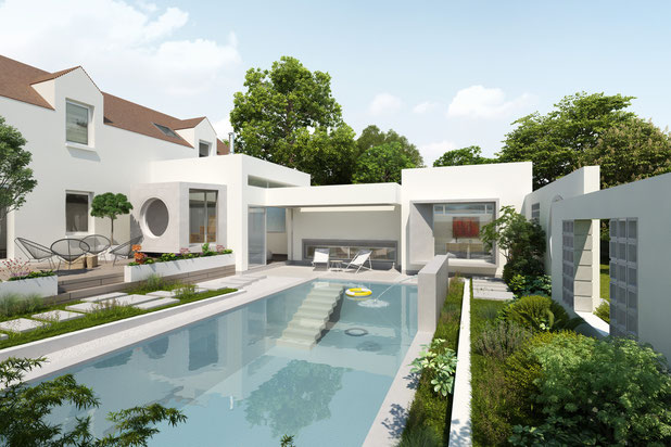 Vue jardin-agrandissement_extension-maison-Le Coudray-Montceaux