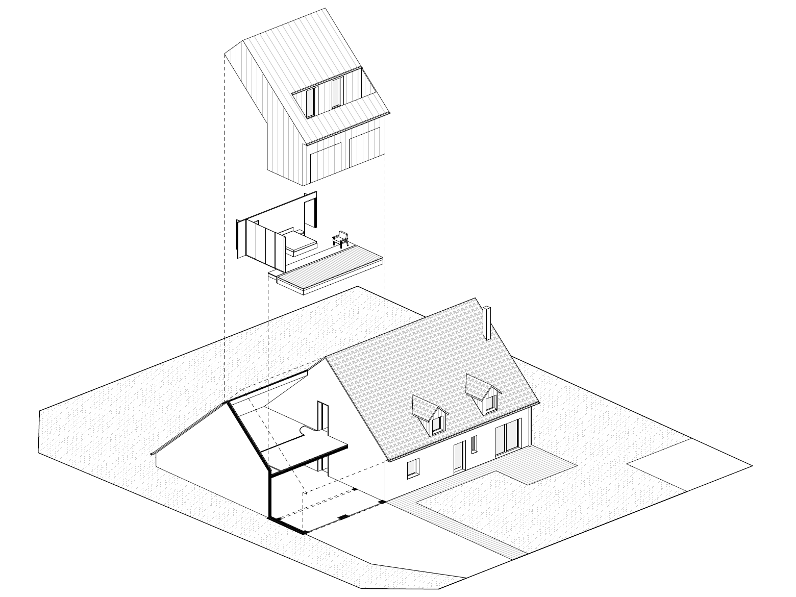 Extension d'un pavillon en ossature bois – extension de maison Saint-Martin