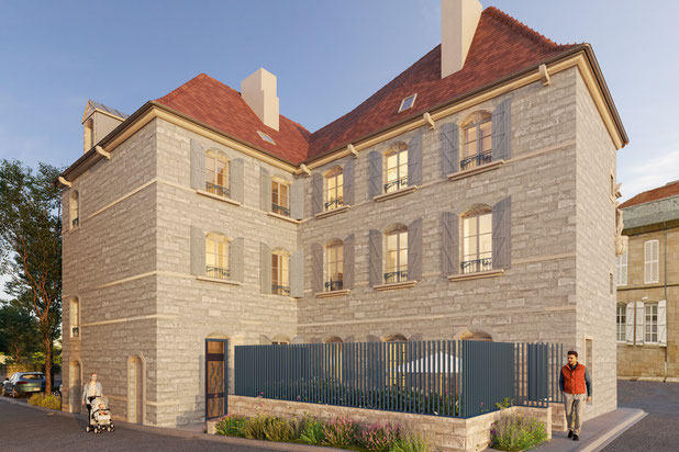 Vue sur la rénovation de la façade-rehabilitation-immeuble-Langres