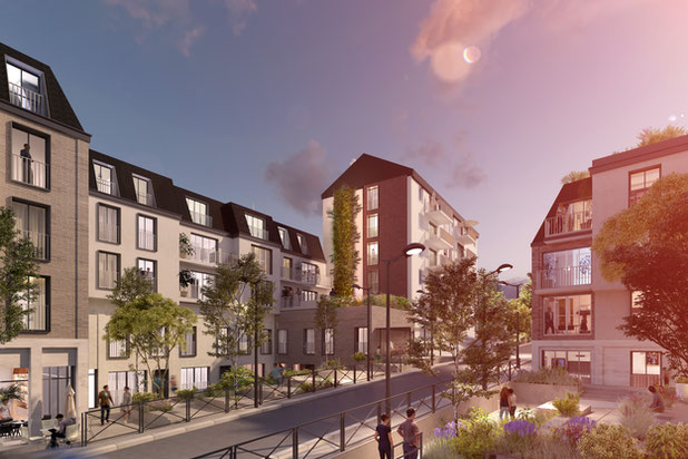 Vue sur la nouvelle placette publique-construction-immeuble-Meudon