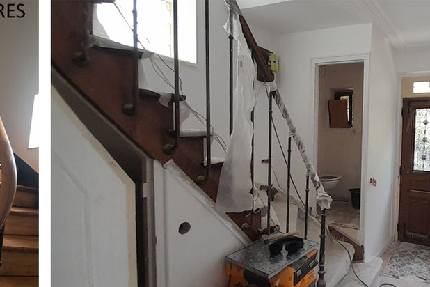 Vue sur la transformation de l'escalier et de l'entrée-renovation-maison-Sartrouville
