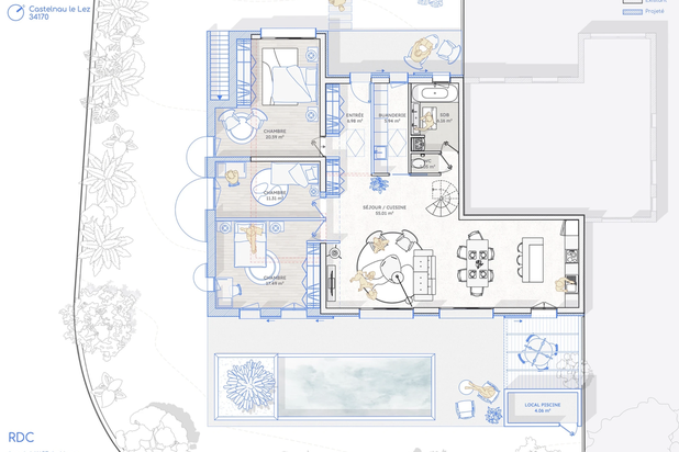 PLAN RDC-agrandissement_extension-maison-Castelnau-le-Lez