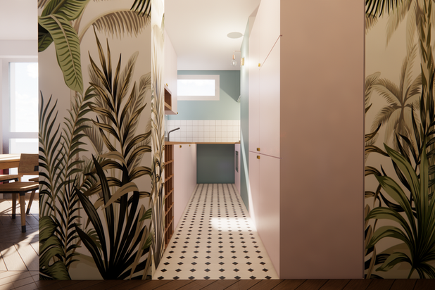 Vue sur la cuisine semi ouverte-renovation-appartement-Paris