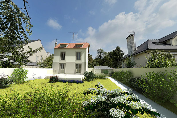 Vues extérieur sur jardin-renovation-maison-Saint-Maur-des-Fossés
