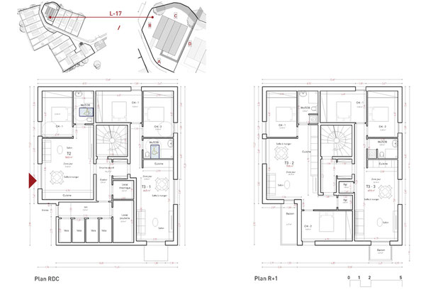 Plan RdC et R+1 - Logements sociaux-construction-maison-Perros-Guirec