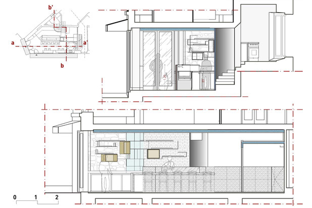 Coupes aa' et bb'-amenagement-cafe_restaurant-Paris
