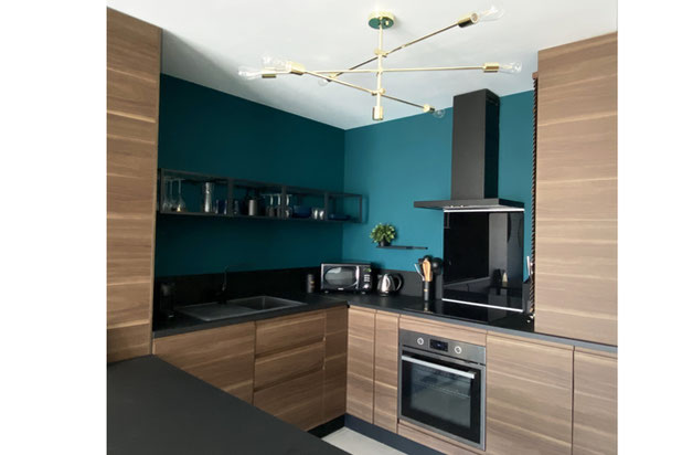 La pièce de vie, côté cuisine-renovation-appartement-Asnières-sur-Seine