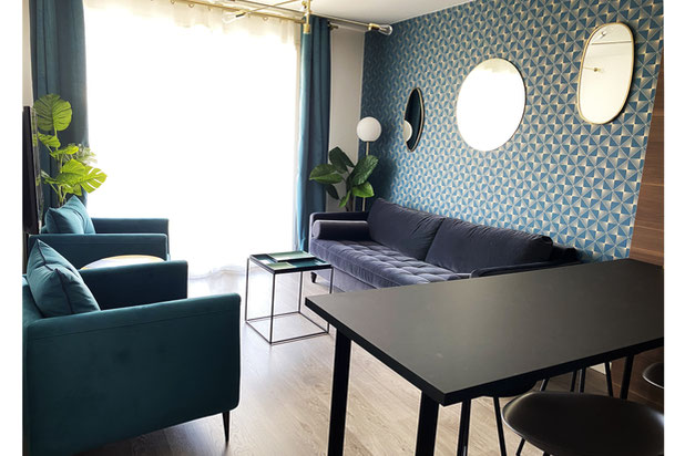 La pièce de vie, côté salon-renovation-appartement-Asnières-sur-Seine