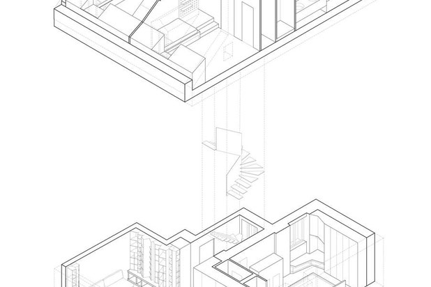 Isométrie explosé du duplex-amenagement-appartement-Paris