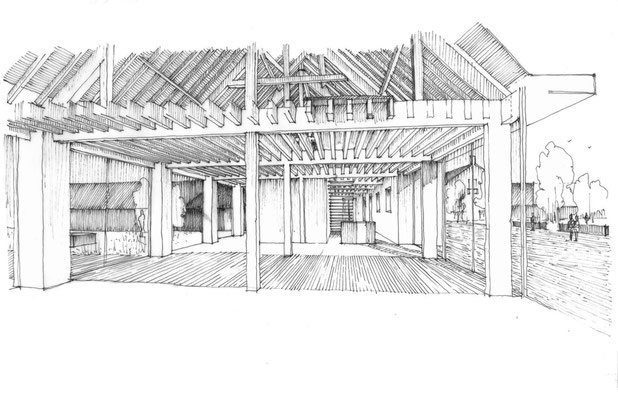 Croquis entrée du musée dans la halle-renovation-equipement-Granville