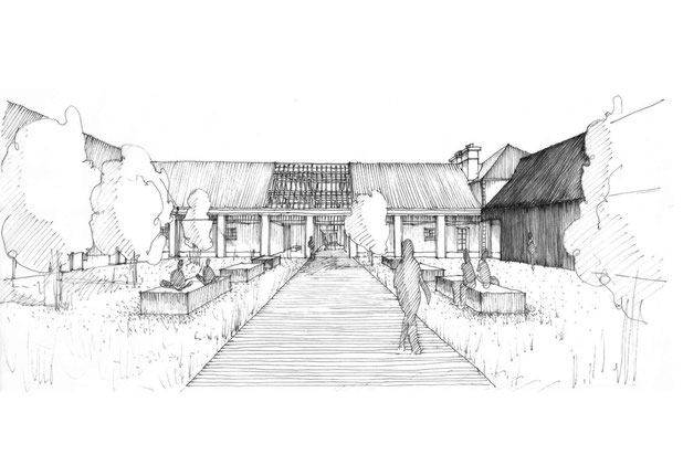 Croquis Patio dans la halle-renovation-equipement-Granville