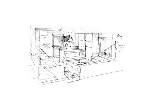 Croquis espace salon séjour cuisine-renovation-maison-Sourdeval