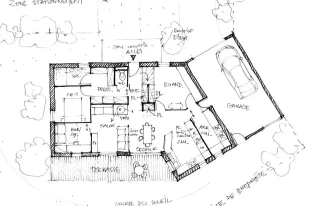 Plan croquis RDC-construction-maison-Bourgvallées