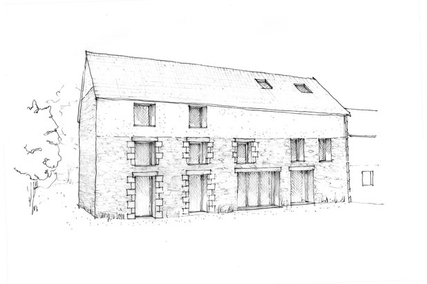 Croquis de la façade Sud rénovée-renovation-maison-Saint-Planchers