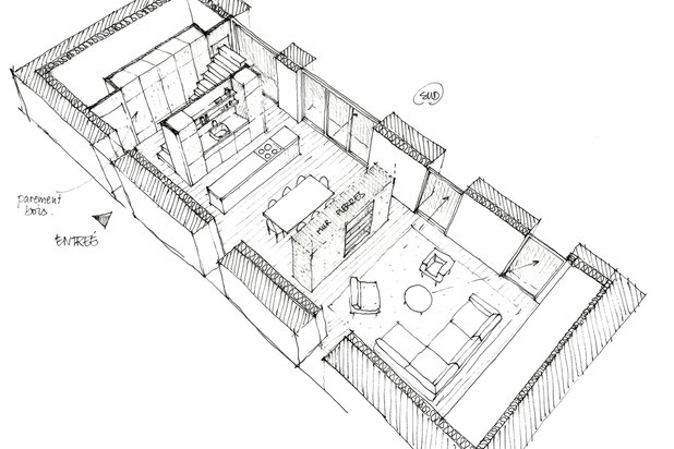 Croquis de rez de chaussée-renovation-maison-Saint-Planchers