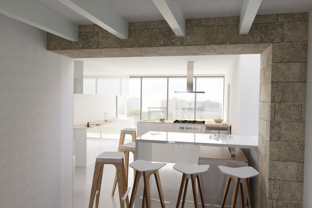 Vue depuis la Salle à Manger vers la Cuisine-construction-maison-La Turballe