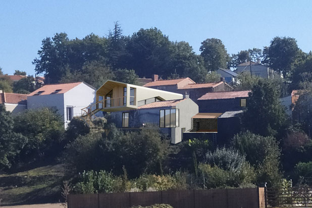 Vue depuis le bas de la coline-surelevation-maison-Divatte-sur-Loire