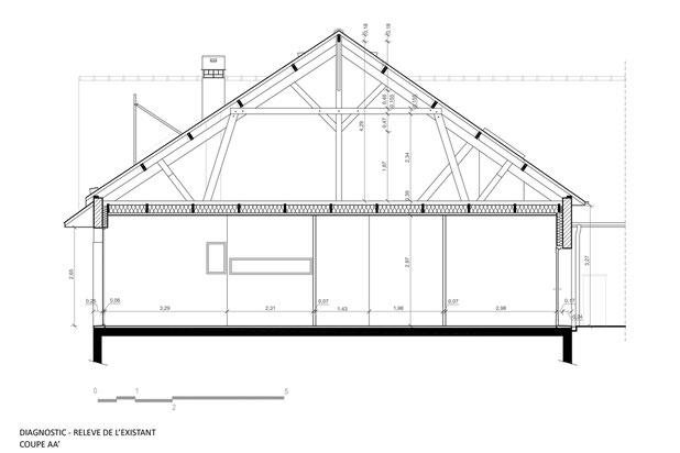 Coupe longitudinale-construction-bureaux-Orgères