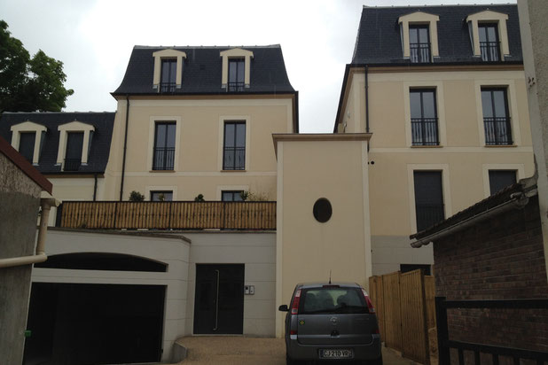 Façade sur Cour et entrée du parking-construction-logement-Conflans-Sainte-Honorine