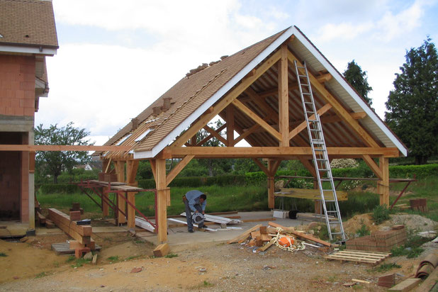 auvent " carport"-construction-maison-Coulaines