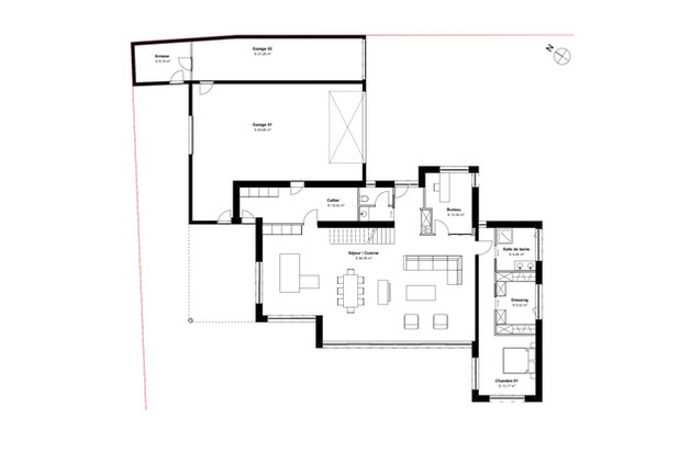 Plan de RDC-surelevation-maison-Vannes