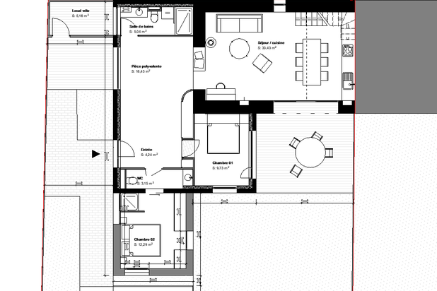 Plan du RDC-agrandissement_extension-maison-Plougoumelen
