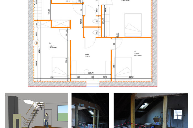Plan des combles-rehabilitation-maison-Mondeville