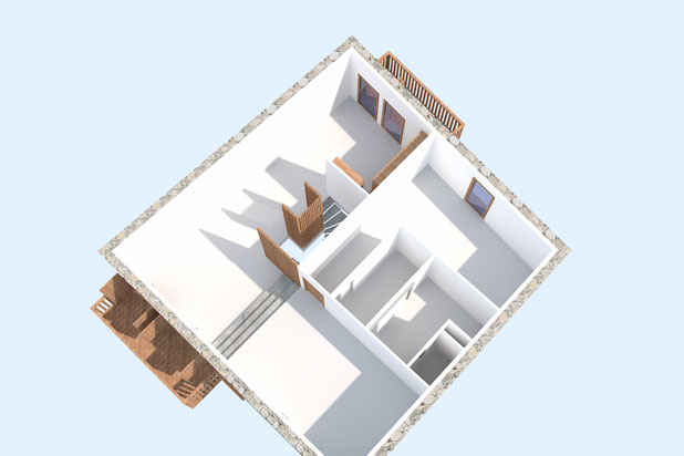 Projet - vue plongeante de l'étage-renovation-autre-Puygros