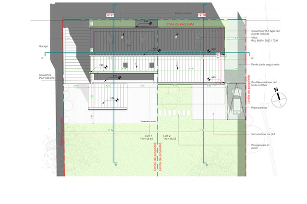 Plan masse des 2 lots-construction-maison-Beaussais-sur-Mer
