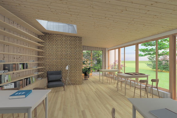 Vue intérieur Café Librairie-agrandissement_extension-cafe_restaurant-Pleudihen-sur-Rance