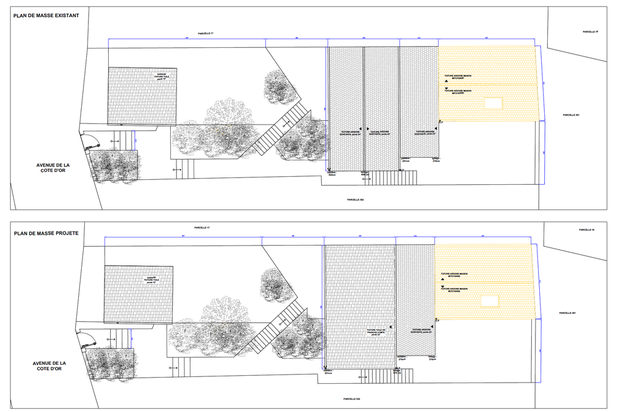 Extrait du dossier : Plans de masse existant + projet-surelevation-maison-Nantes